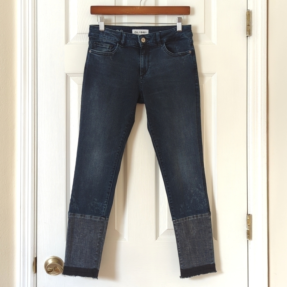 DL1961 Florence Instasculpt Dark Wash Mid Rise Ankle Cropped Skinny Jeans 27